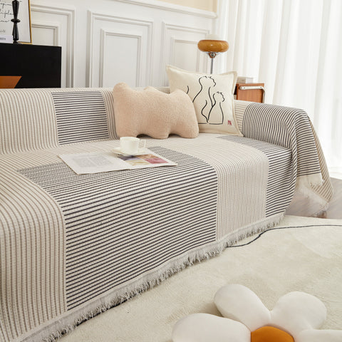 Slipcover KAS™ Cotton Jacquard Striped Sofa Cover Throw, Couch Covers for Dogs, Sectional Sofa Protector