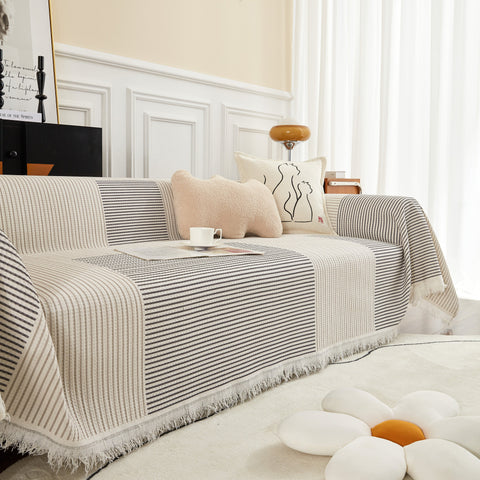 Slipcover KAS™ Cotton Jacquard Striped Sofa Cover Throw, Couch Covers for Dogs, Sectional Sofa Protector