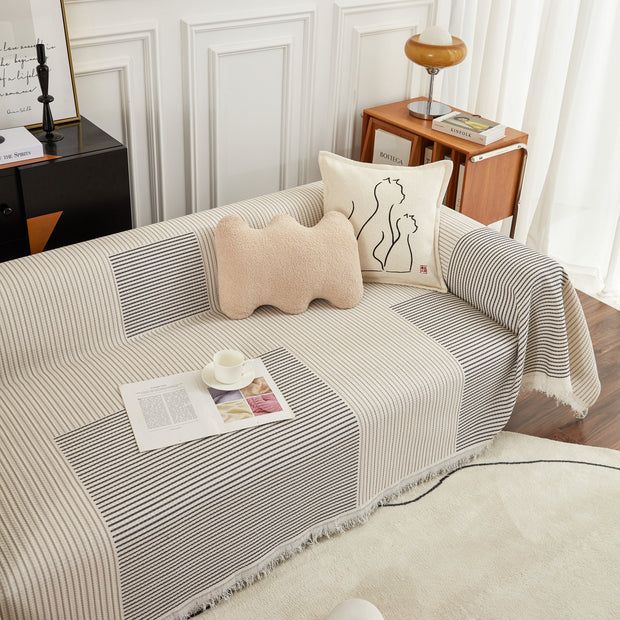 Slipcover KAS™ Cotton Jacquard Striped Sofa Cover Throw, Couch Covers for Dogs, Sectional Sofa Protector