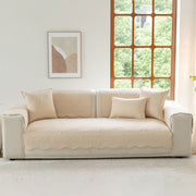 Slipcover KAS™ Floral Cotton Quilted Sofa Cover, Non-Slip Couch Protector with Scalloped Edges