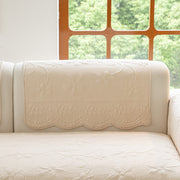 Slipcover KAS™ Floral Cotton Quilted Sofa Cover, Non-Slip Couch Protector with Scalloped Edges