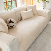 Slipcover KAS™ Floral Cotton Quilted Sofa Cover, Non-Slip Couch Protector with Scalloped Edges