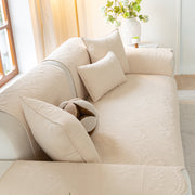 Slipcover KAS™ Floral Cotton Quilted Sofa Cover, Non-Slip Couch Protector with Scalloped Edges