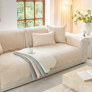 Slipcover KAS™ Floral Cotton Quilted Sofa Cover, Non-Slip Couch Protector with Scalloped Edges