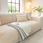 Slipcover KAS™ Floral Cotton Quilted Sofa Cover, Non-Slip Couch Protector with Scalloped Edges