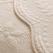 Slipcover KAS™ Floral Cotton Quilted Sofa Cover, Non-Slip Couch Protector with Scalloped Edges