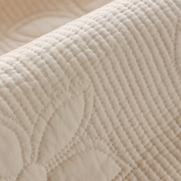 Slipcover KAS™ Floral Cotton Quilted Sofa Cover, Non-Slip Couch Protector with Scalloped Edges