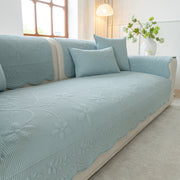 Slipcover KAS™ Floral Cotton Quilted Sofa Cover, Non-Slip Couch Protector with Scalloped Edges
