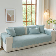 Slipcover KAS™ Floral Cotton Quilted Sofa Cover, Non-Slip Couch Protector with Scalloped Edges