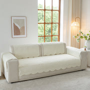 Slipcover KAS™ Floral Cotton Quilted Sofa Cover, Non-Slip Couch Protector with Scalloped Edges