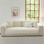 Slipcover KAS™ Floral Cotton Quilted Sofa Cover, Non-Slip Couch Protector with Scalloped Edges