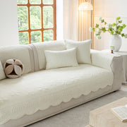 Slipcover KAS™ Floral Cotton Quilted Sofa Cover, Non-Slip Couch Protector with Scalloped Edges