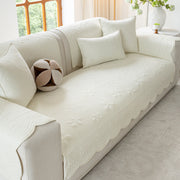 Slipcover KAS™ Floral Cotton Quilted Sofa Cover, Non-Slip Couch Protector with Scalloped Edges