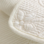 Slipcover KAS™ Floral Cotton Quilted Sofa Cover, Non-Slip Couch Protector with Scalloped Edges