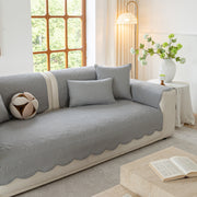 Slipcover KAS™ Floral Cotton Quilted Sofa Cover, Non-Slip Couch Protector with Scalloped Edges