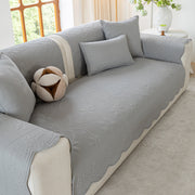 Slipcover KAS™ Floral Cotton Quilted Sofa Cover, Non-Slip Couch Protector with Scalloped Edges