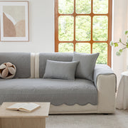 Slipcover KAS™ Floral Cotton Quilted Sofa Cover, Non-Slip Couch Protector with Scalloped Edges