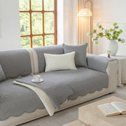 Slipcover KAS™ Floral Cotton Quilted Sofa Cover, Non-Slip Couch Protector with Scalloped Edges