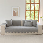 Slipcover KAS™ Floral Cotton Quilted Sofa Cover, Non-Slip Couch Protector with Scalloped Edges