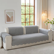 Slipcover KAS™ Floral Cotton Quilted Sofa Cover, Non-Slip Couch Protector with Scalloped Edges