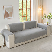 Slipcover KAS™ Floral Cotton Quilted Sofa Cover, Non-Slip Couch Protector with Scalloped Edges