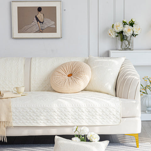 Slipcover KAS™ Cotton Quilted Sofa Cover, Non-Slip Couch Protector Fits Backrest, Seat & Armrest