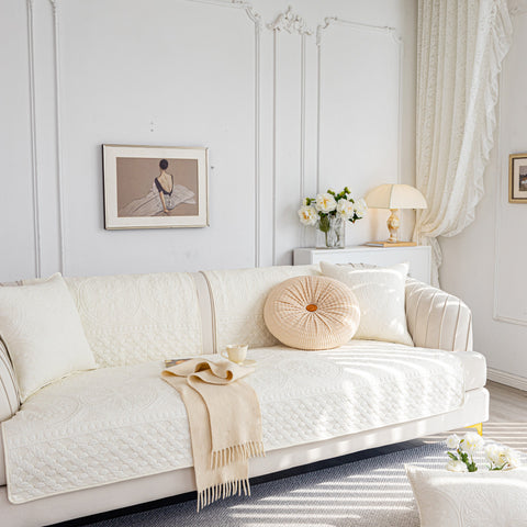 Slipcover KAS™ Cotton Quilted Sofa Cover, Non-Slip Couch Protector Fits Backrest, Seat & Armrest