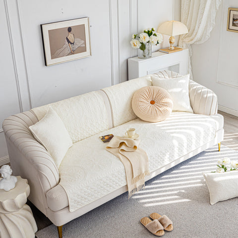 Slipcover KAS™ Cotton Quilted Sofa Cover, Non-Slip Couch Protector Fits Backrest, Seat & Armrest