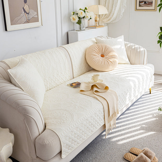 Slipcover KAS™ Cotton Quilted Sofa Cover, Non-Slip Couch Protector Fits Backrest, Seat & Armrest