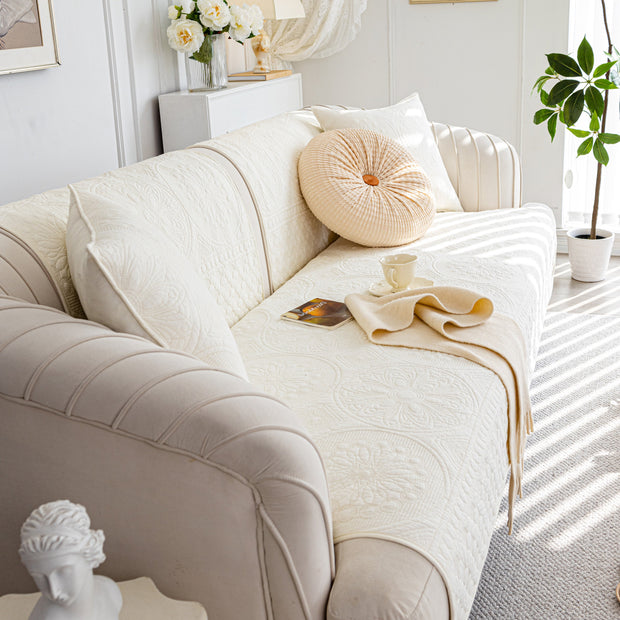 Slipcover KAS™ Cotton Quilted Sofa Cover, Non-Slip Couch Protector Fits Backrest, Seat & Armrest