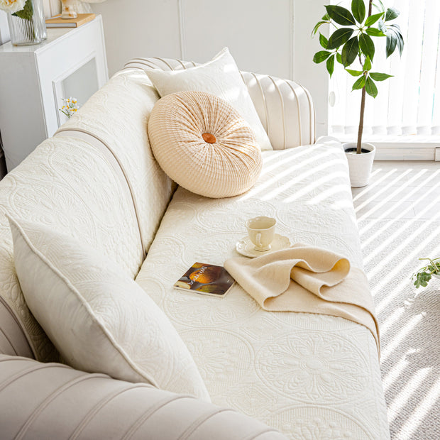 Slipcover KAS™ Cotton Quilted Sofa Cover, Non-Slip Couch Protector Fits Backrest, Seat & Armrest
