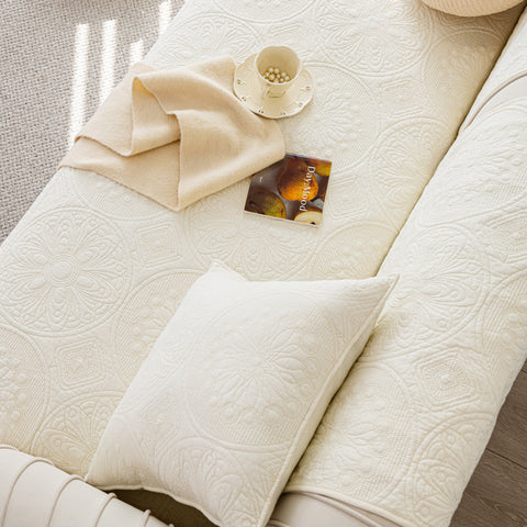 Slipcover KAS™ Cotton Quilted Sofa Cover, Non-Slip Couch Protector Fits Backrest, Seat & Armrest