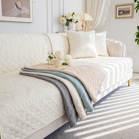 Slipcover KAS™ Cotton Quilted Sofa Cover, Non-Slip Couch Protector Fits Backrest, Seat & Armrest