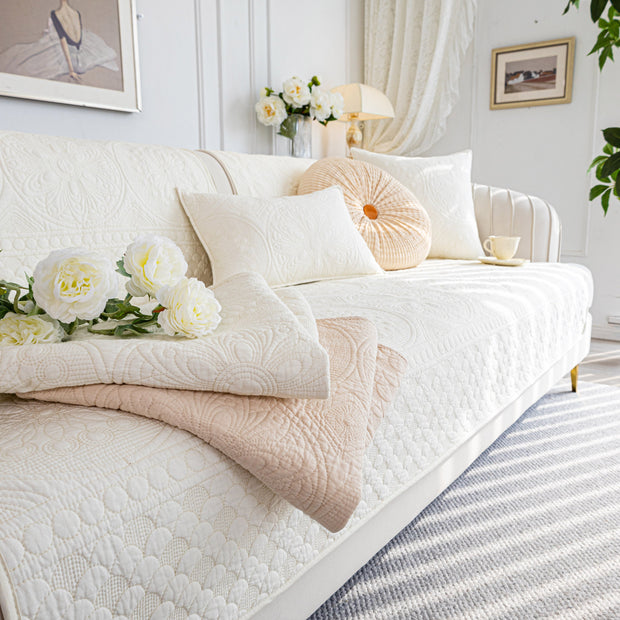 Slipcover KAS™ Cotton Quilted Sofa Cover, Non-Slip Couch Protector Fits Backrest, Seat & Armrest