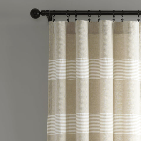 Lush Décor Tucker Stripe Yarn Dyed Cotton Knotted Tassel Window Curtain Panel Set