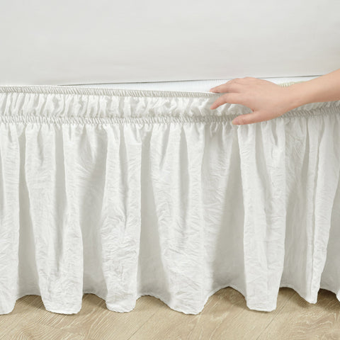 Lush Décor Ruched Ruffle Elastic Easy Wrap Around Bed Skirt