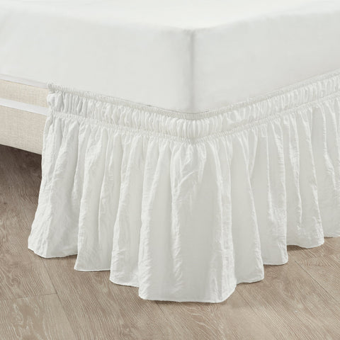 Lush Décor Ruched Ruffle Elastic Easy Wrap Around Bed Skirt