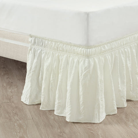 Lush Décor Ruched Ruffle Elastic Easy Wrap Around Bed Skirt