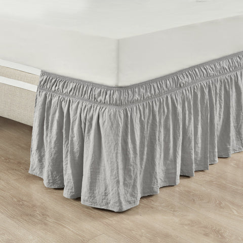 Lush Décor Ruched Ruffle Elastic Easy Wrap Around Bed Skirt