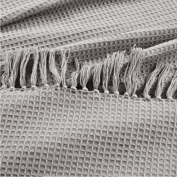 Lush Décor Waffle Cotton Knit Tassel Fringe Blanket/Coverlet