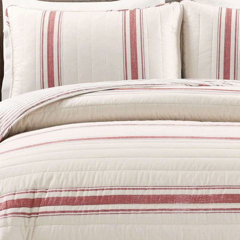 Lush Décor Farmhouse Stripe Reversible Cotton Quilt Set