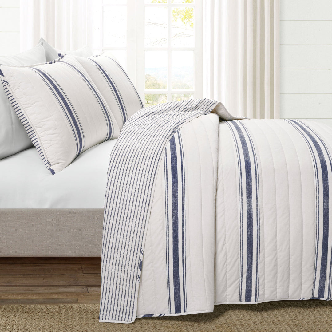 Full 3pc sale Ticking Stripe Bedspread Set Neutral - Lush Décor