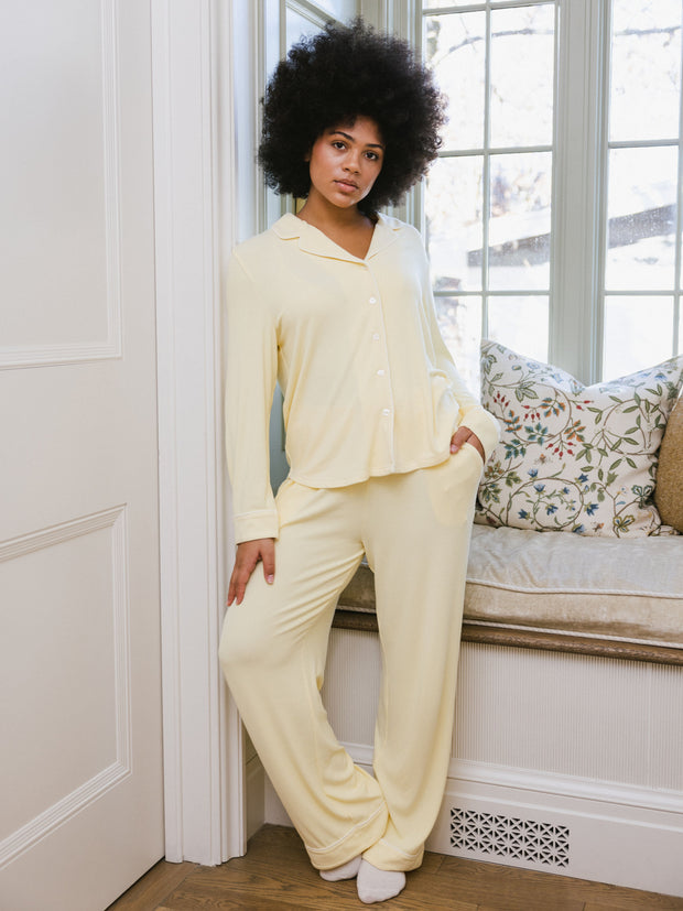 Cozy Earth Rib Knit Classic Long Sleeve Pajama Set