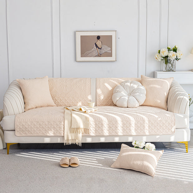 Slipcover KAS™ Cotton Quilted Sofa Cover, Non-Slip Couch Protector Fits Backrest, Seat & Armrest