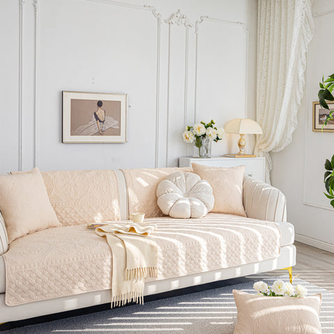 Slipcover KAS™ Cotton Quilted Sofa Cover, Non-Slip Couch Protector Fits Backrest, Seat & Armrest