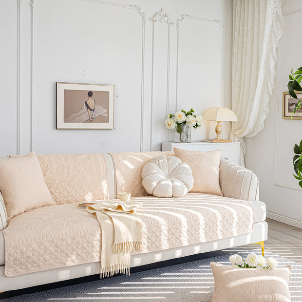 Slipcover KAS™ Cotton Quilted Sofa Cover, Non-Slip Couch Protector Fits Backrest, Seat & Armrest