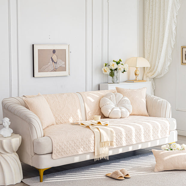Slipcover KAS™ Cotton Quilted Sofa Cover, Non-Slip Couch Protector Fits Backrest, Seat & Armrest