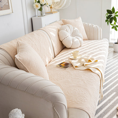 Slipcover KAS™ Cotton Quilted Sofa Cover, Non-Slip Couch Protector Fits Backrest, Seat & Armrest