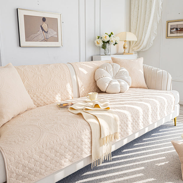 Slipcover KAS™ Cotton Quilted Sofa Cover, Non-Slip Couch Protector Fits Backrest, Seat & Armrest