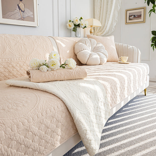 Slipcover KAS™ Cotton Quilted Sofa Cover, Non-Slip Couch Protector Fits Backrest, Seat & Armrest